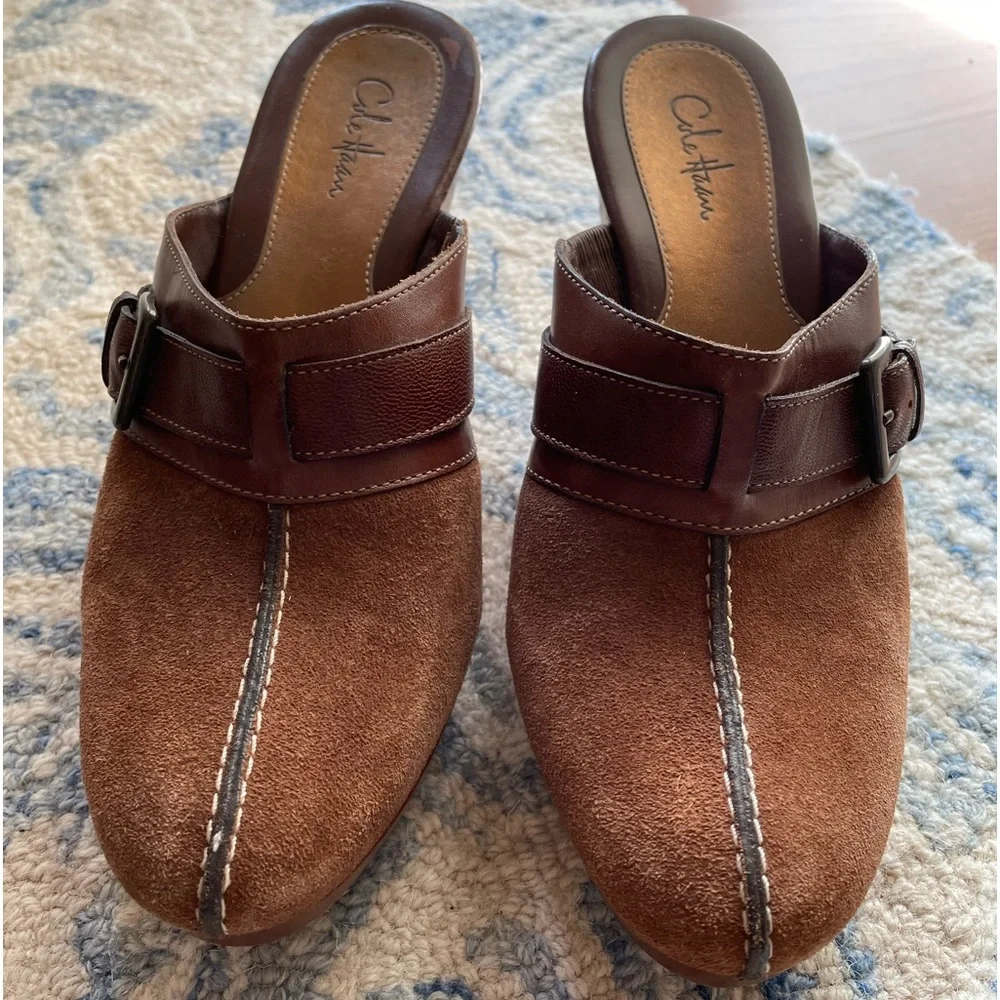 Brown Suede Cole Haan Clogs size 8 - Picture 1 of 6